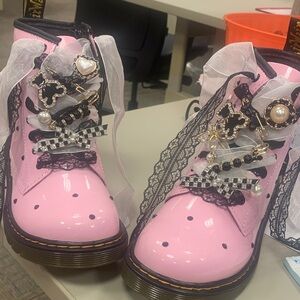 Dr. Martens Pink Kids Boots with Black Accents